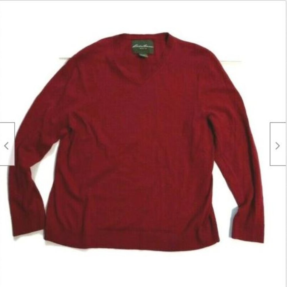 Eddie Bauer red cashmere blend v-neck sweater